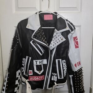 Studded Black and White Women's Jacket